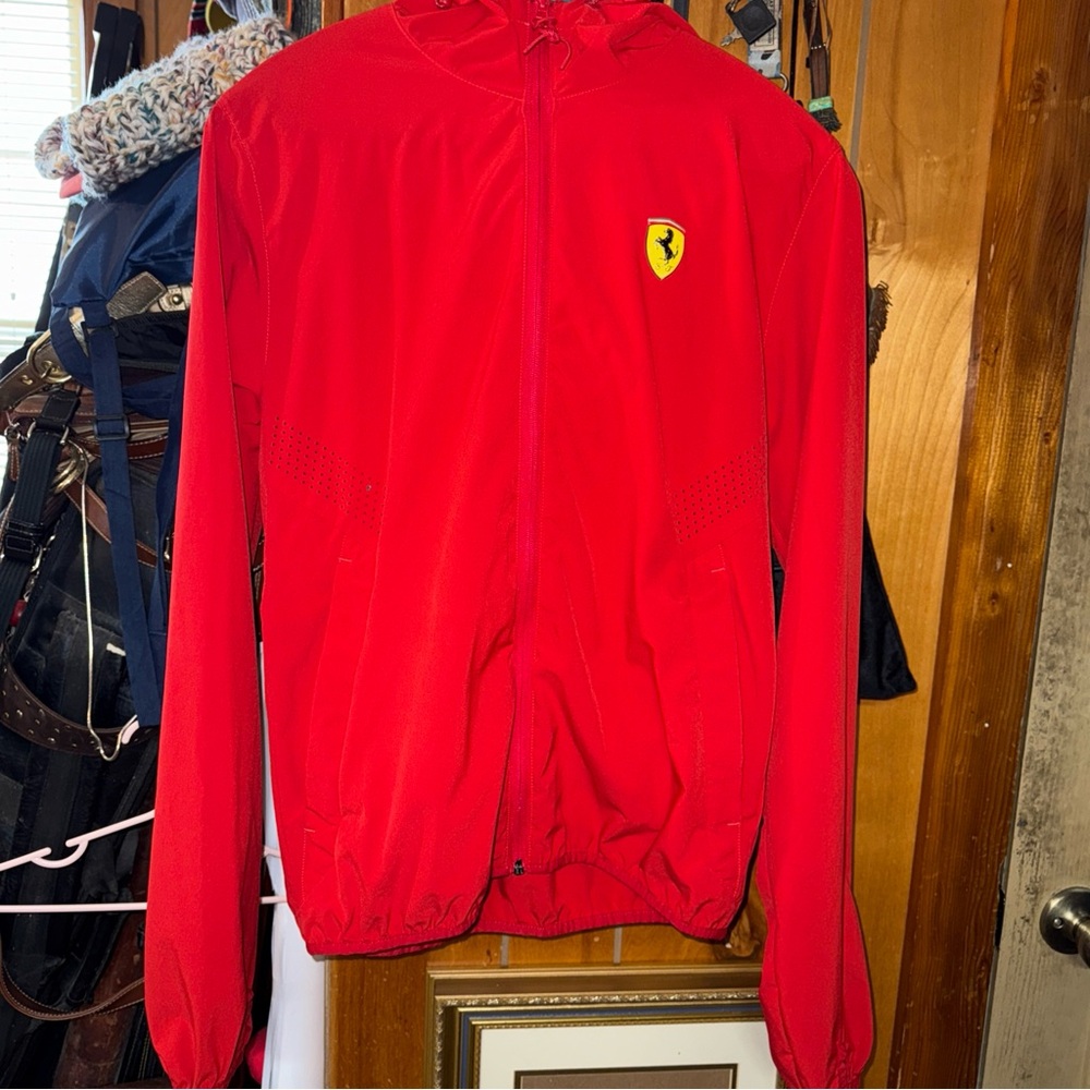 Puma Ferrari Wind Breaker Full Zip Vented Small Formula One Racing Red Scuderia